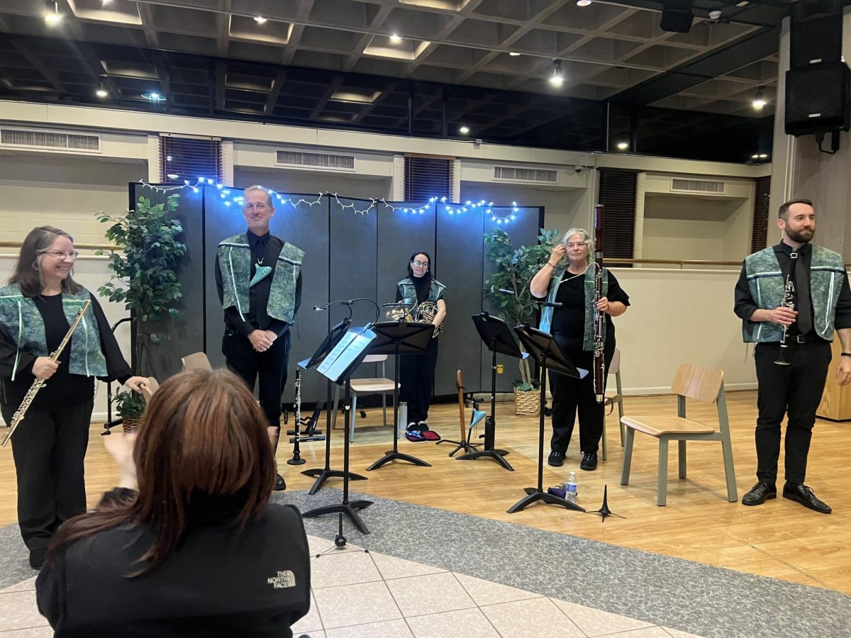 The E-yah-pah-hah Wind Quartet after they finished their performance in the Seymour College Union Gallery, Nov. 7,  2024.