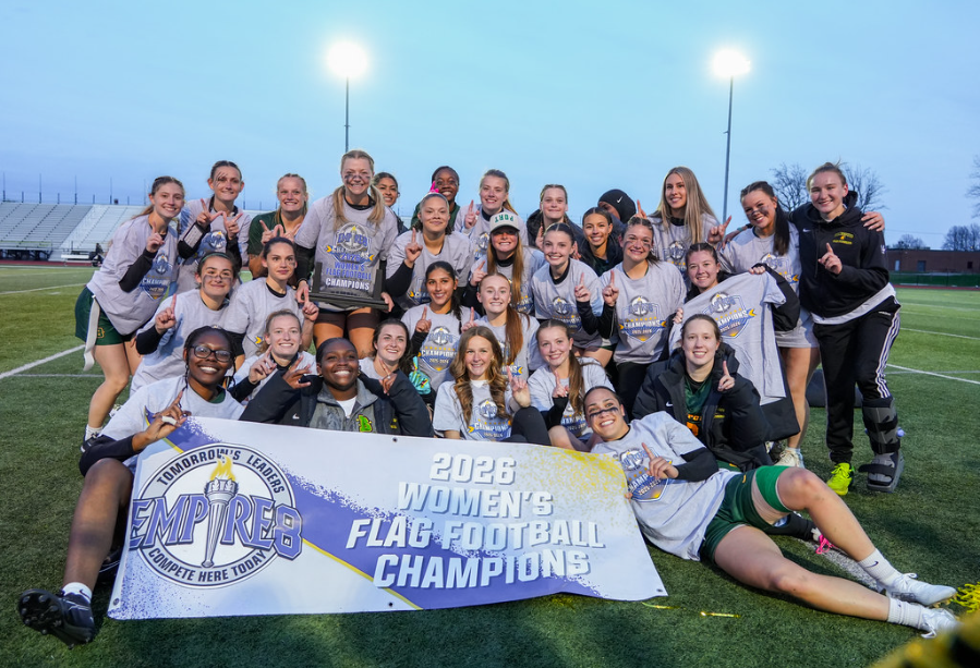 SUNY Brockport Women's Flag Football team after securing the inaugural Empire 8 title, April 24, 2026